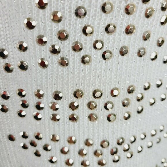 Almost Famous Cropped Sleeveless Sweater Knit Gold Rhinestone Studded Sz Med - Picture 5 of 10